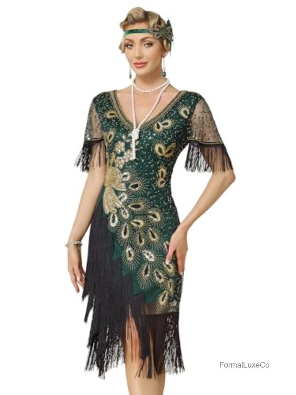 1920s Vintage Flapper Dress Sequin Fringed Gatsby Costume